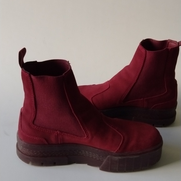 Puma Mayze Suede Platform Chelsea Boots Women Maroon Pull On Dr Size 9.5 - Picture 3 of 6